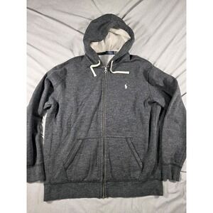 Polo Ralph Lauren Mens 2XL Heavy Thick Fleece‎ Full Zip Hoodie Heathered Black